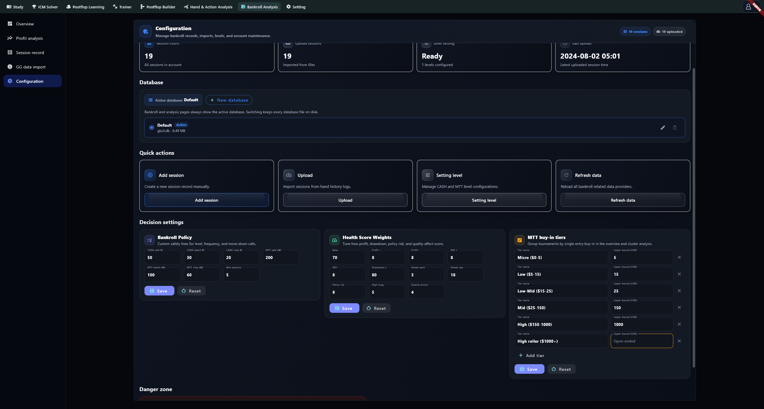 MTT buy-in tier names and bounds