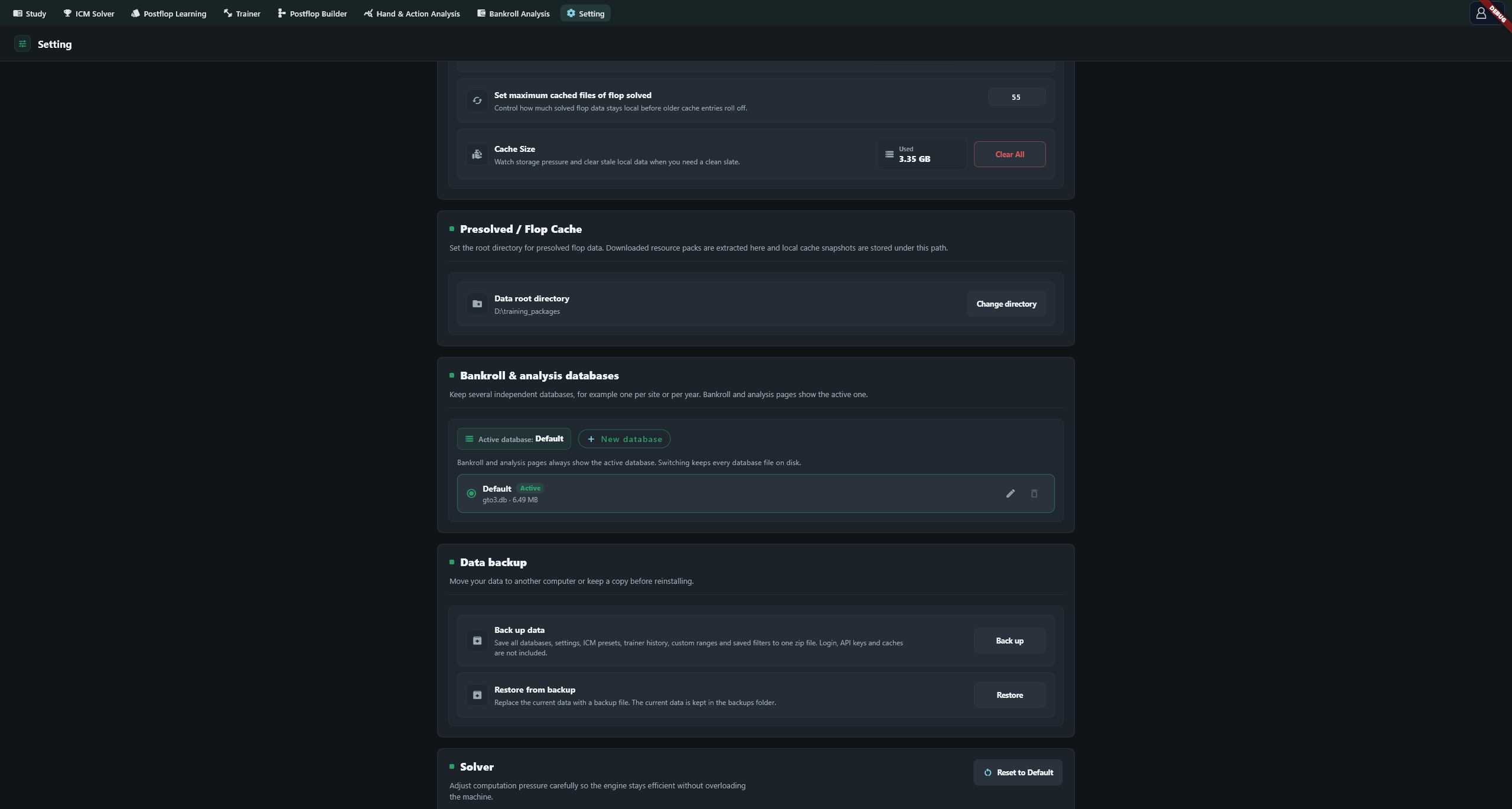 Database list with Use, rename and delete controls